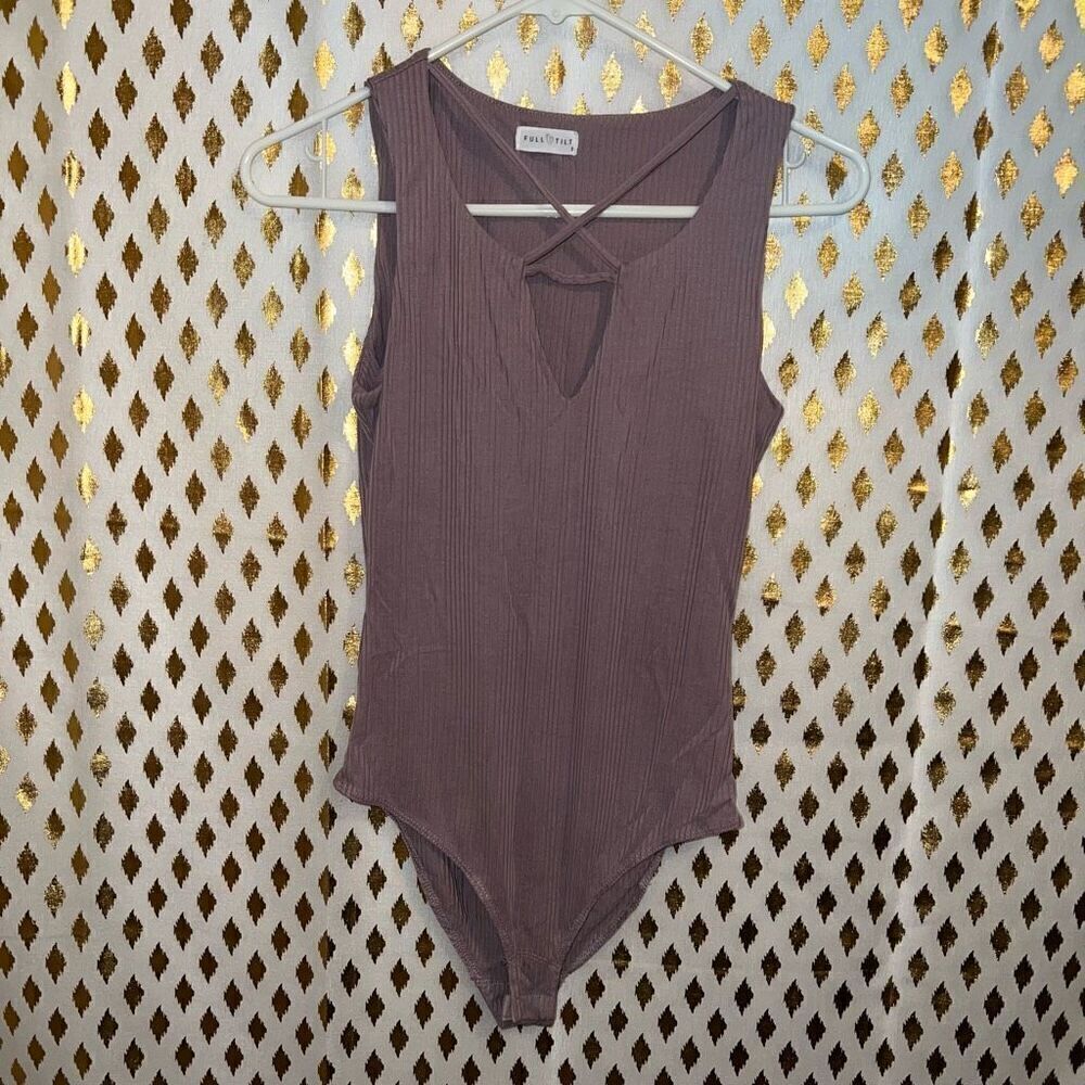 mauve bodysuit criss cross full tilt size S